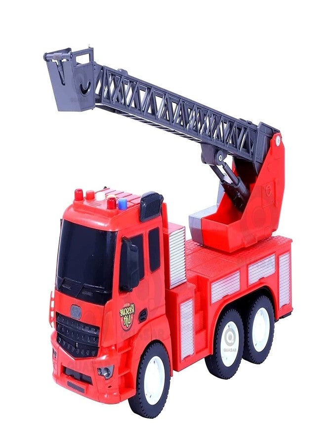 Quasar Plastic Fire Friction Powered Rescue Lift Pull Back Push and Go Light with Sound Vehicle Toys Truck Set +3 Year Best Gift for Girls Boys Pack of 1 (28 cm) - Image 1